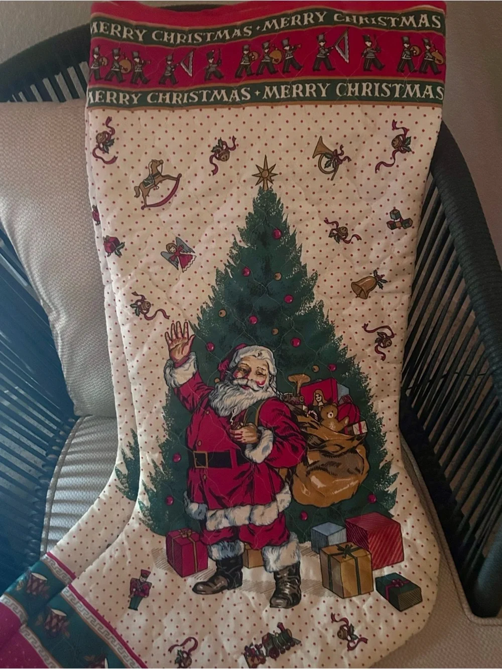 Set of two vintage oversized Santa Christmas Stockings!